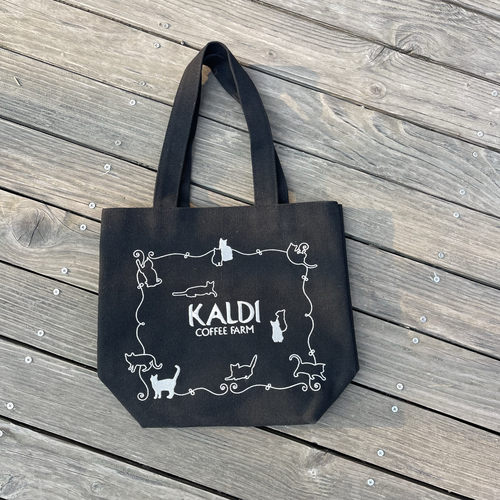日本kaldi新款刺绣猫咪帆布包加厚单肩包休闲环保袋饭盒便当拎包