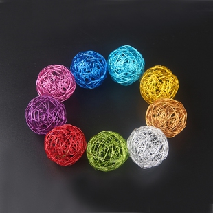 直径4CM彩色铁丝球珠帘多彩藤球 幼儿园眼镜店商品橱窗装饰彩色球