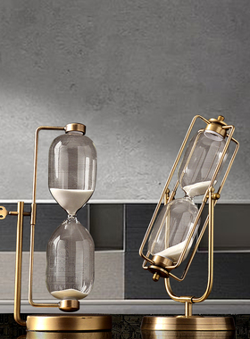 现代简约金属沙漏计时器摆件 北欧风格创意家居软装饰品客厅摆设