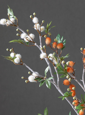 仿真雪绒花花束家居装饰白橙色小球花客厅插花摆件北欧简约风格