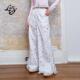 ALazyPig满印蕾丝花边阔腿长裤 慵懒少女感可爱碎花长裤 女秋季 新品