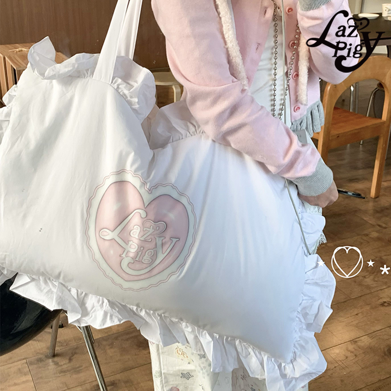 爱心猪猪枕头包女可爱风大容量