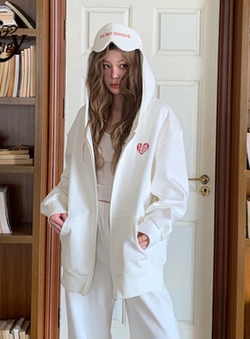 ALazyPig“懒”眼罩连帽卫衣女25秋新品oversize开衫外套上衣