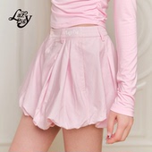 新款 ALazyPig绣花花苞裙裤 女夏季 学院风甜美可爱短裙粉色百褶半裙