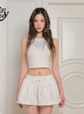 ALazyPig撞色印花背心女夏季新款甜酷辣妹风字母修身显瘦短款上衣