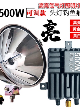 疝气头灯12v500w强光超亮钓鱼灯夜钓灯户外灯探照灯矿灯氙气灯头