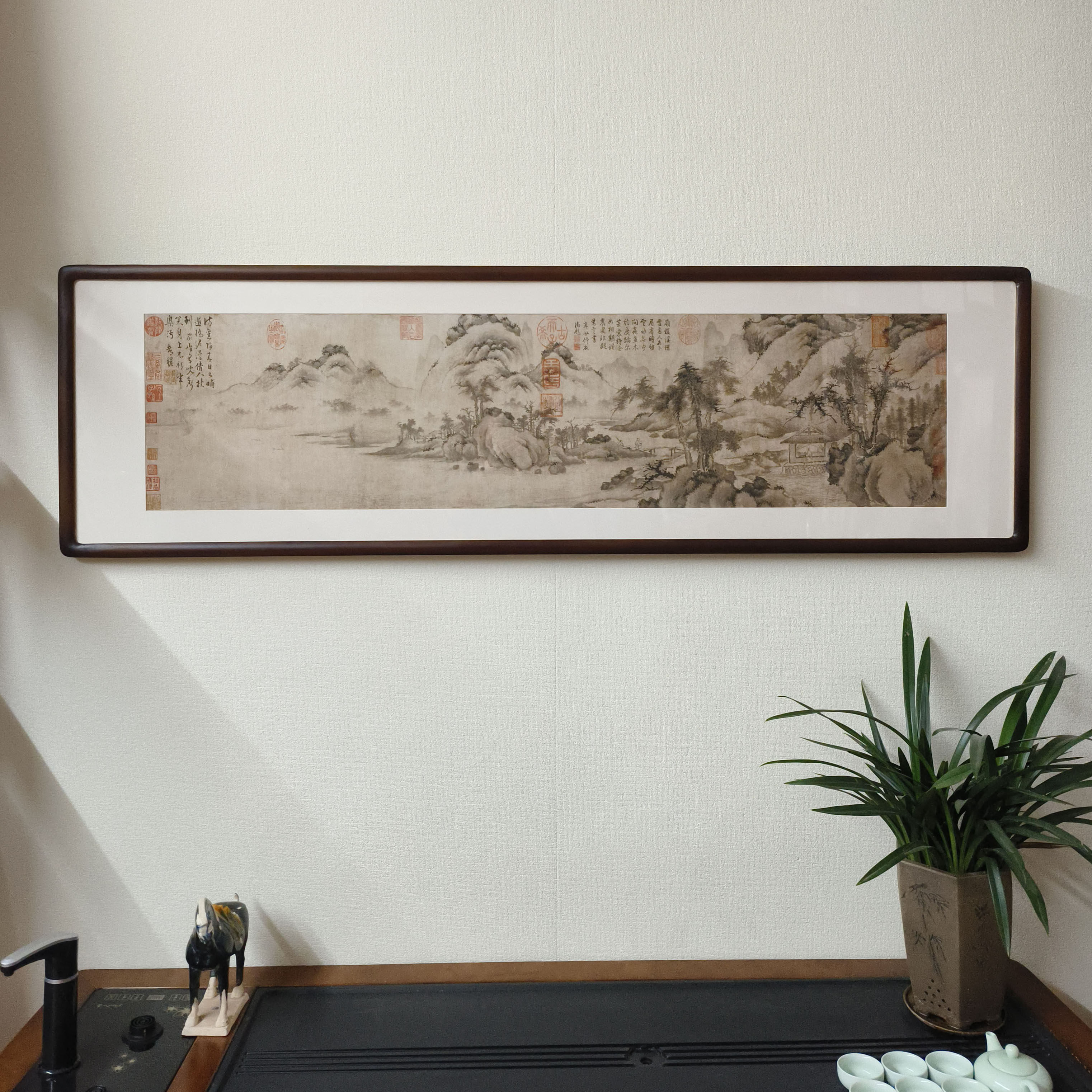 探友归来图名画山水画新中式挂画客厅茶室沙发背景墙中古风装饰画