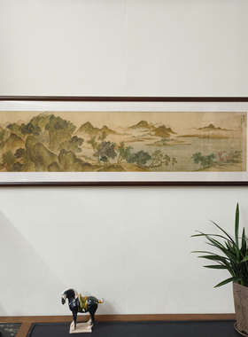 恽寿平湖山春暖图山水画客厅沙发背景墙装饰画办公室茶室复古挂画