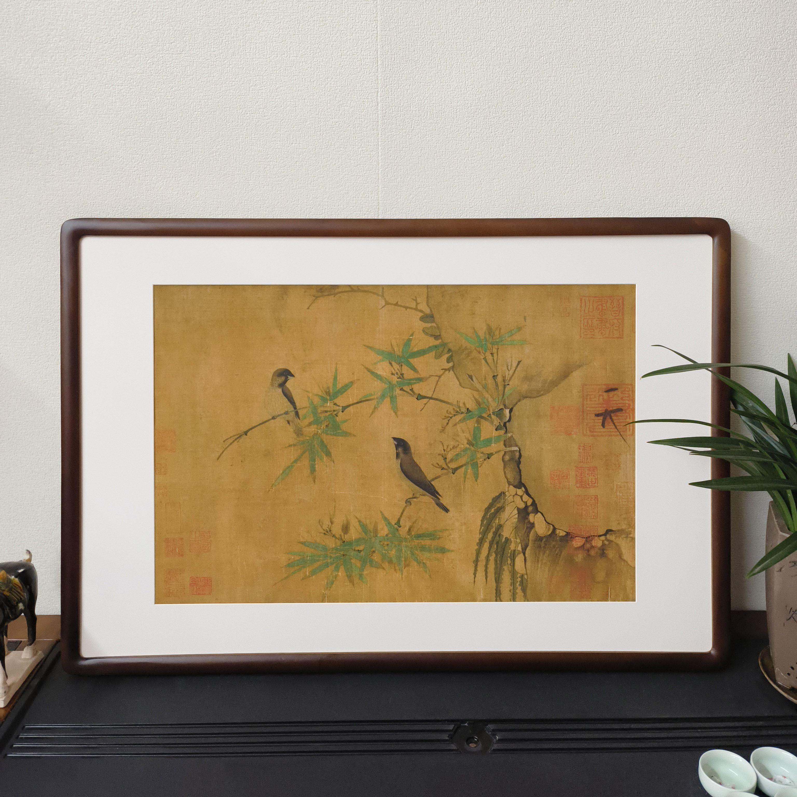 宋徽宗赵佶竹禽图工笔花鸟新中式客厅装饰画书房茶室宋代美学挂画_虎窝淘