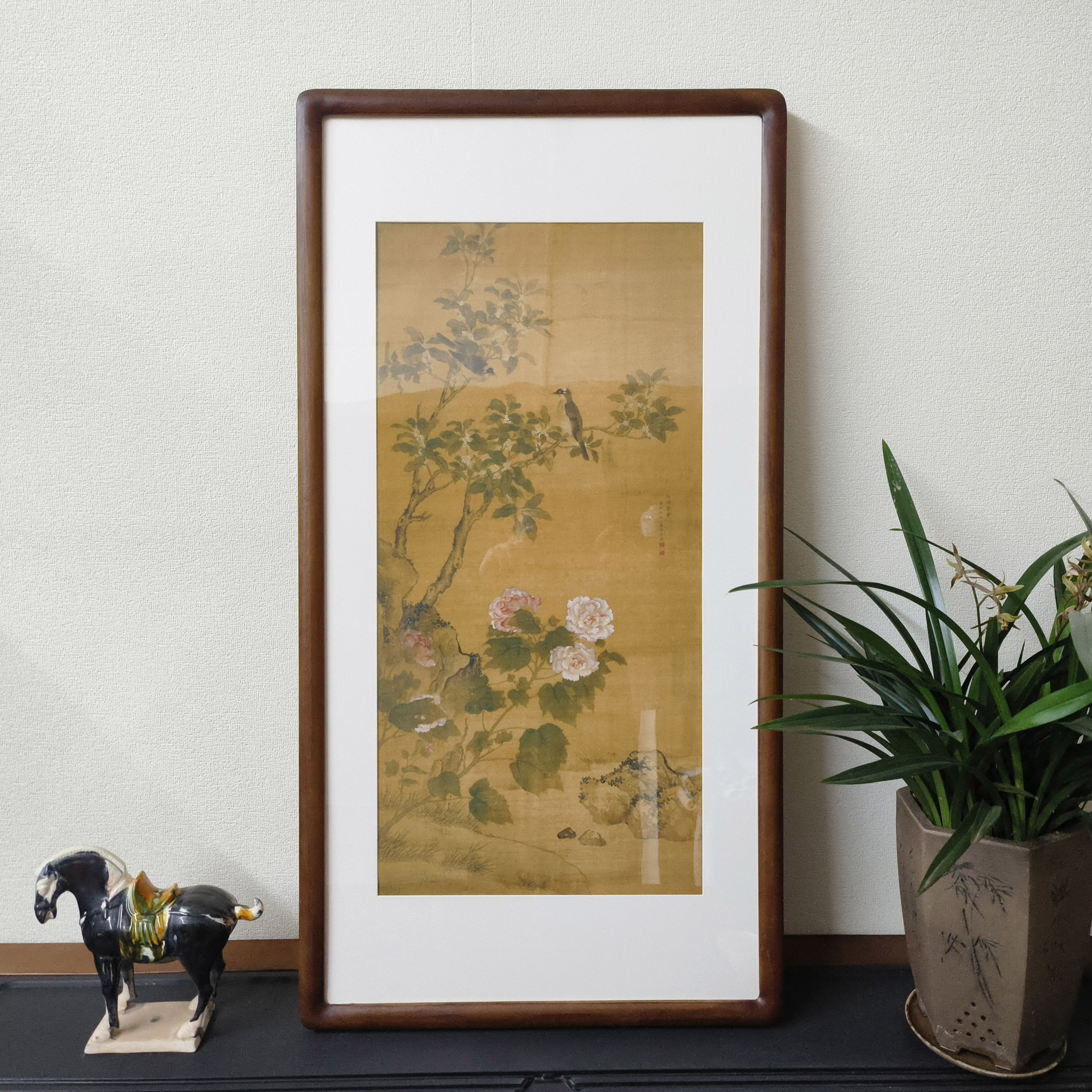 新中式马荃白头荣贵图花鸟挂画