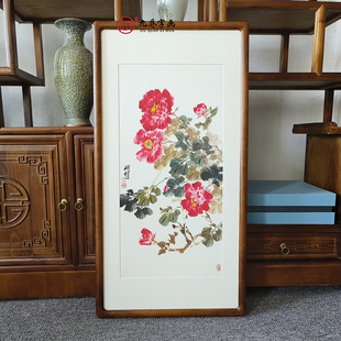 花开富贵牡丹花挂画客厅入户玄关竖版 壁画 饰画餐厅卧室寓意好 装