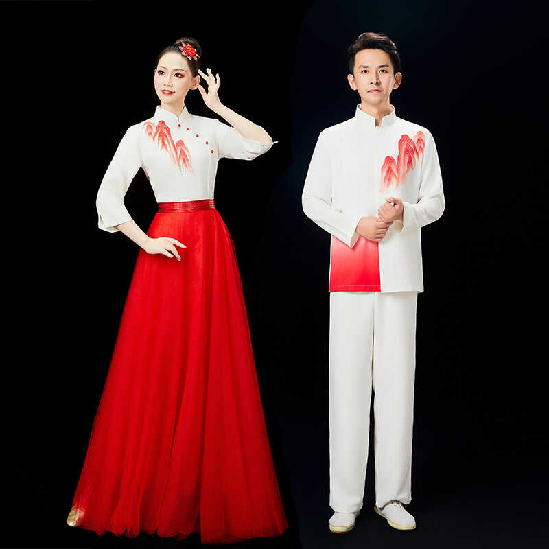 大合唱團(tuán)演出服裝女長裙優(yōu)雅學(xué)生團(tuán)體合唱禮服長款合唱服