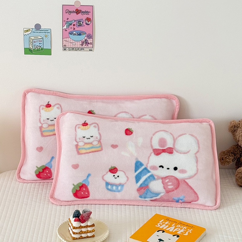 牛奶绒儿童女孩可爱兔子枕套加绒幼儿园枕头套珊瑚绒枕芯内胆套冬