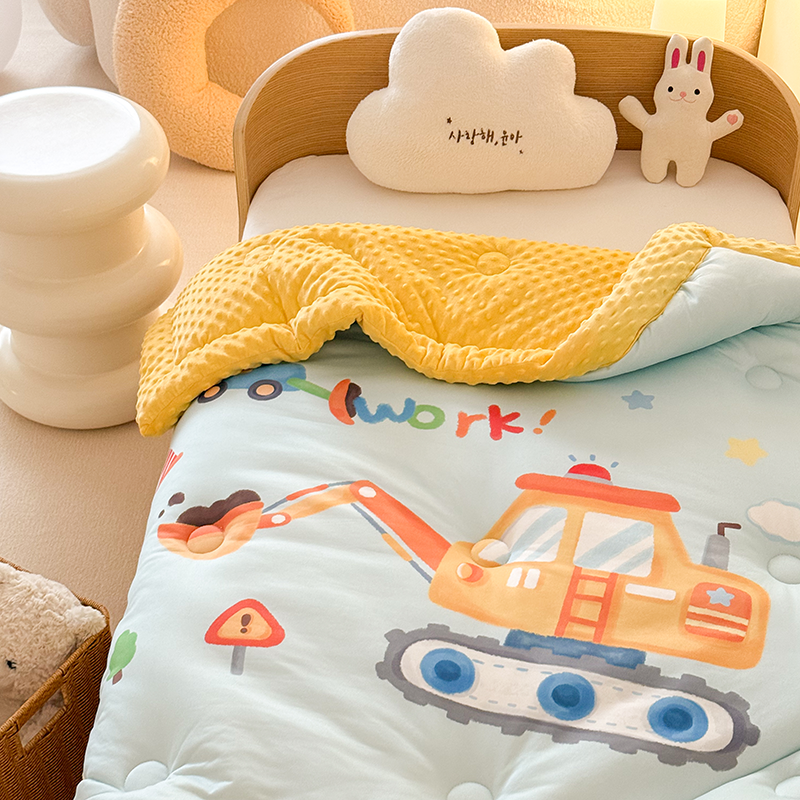 A类针织棉豆豆被子儿童男孩挖掘机挖土机冬被冬季幼儿园春秋被芯