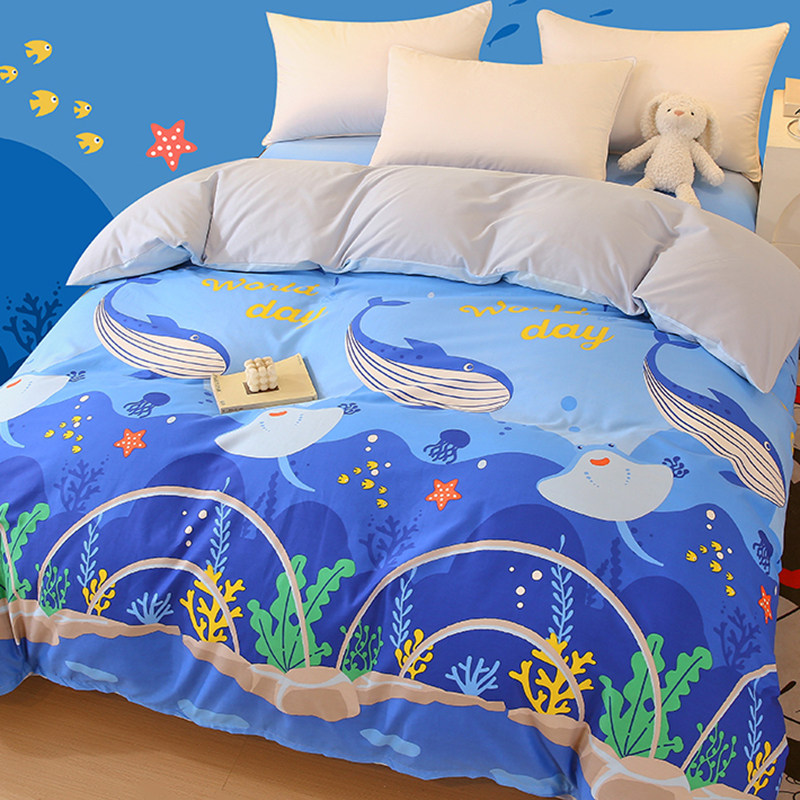 海底世界被套单件纯棉小鱼海豚蓝色海洋儿童卡通男孩女孩全棉被罩,床上用品,被套,淘宝优惠券,粉丝福利购,淘宝优惠卷