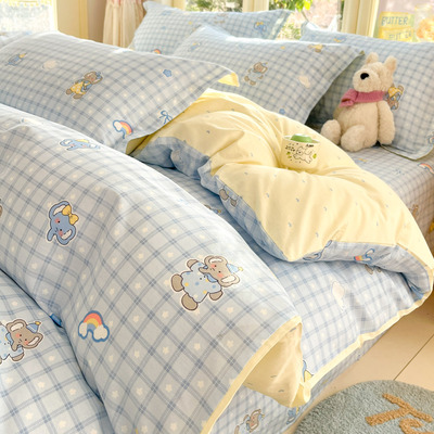 纯棉彩虹大象被套单件150x200x230cm学生宿舍单人全棉被罩1.8x2.2
