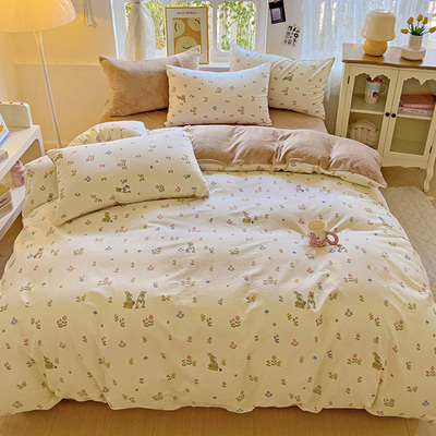 ab面被套单面绒单件法兰绒纯棉加绒小清新被罩珊瑚绒6x7儿童全棉