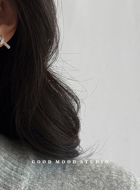 GMS爱丽丝 2025新款轻奢小众镶钻耳钉精致通勤超闪锆石打结耳环女