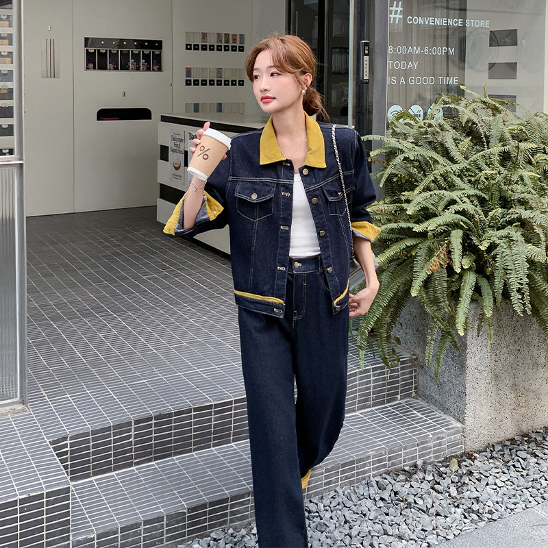 现货撞色牛仔套装外套女2C282-972P175K248,女装套装/套裙,2C282