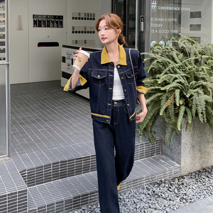 现货撞色牛仔套装外套女2C282-972P175K248图片