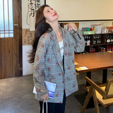 现货印花格纹小西装外套2C282-836P125K178，女装西装，2C282