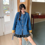 现货新中式盘扣牛仔拼接上衣2C282-810P145K198，女装短外套，2C282