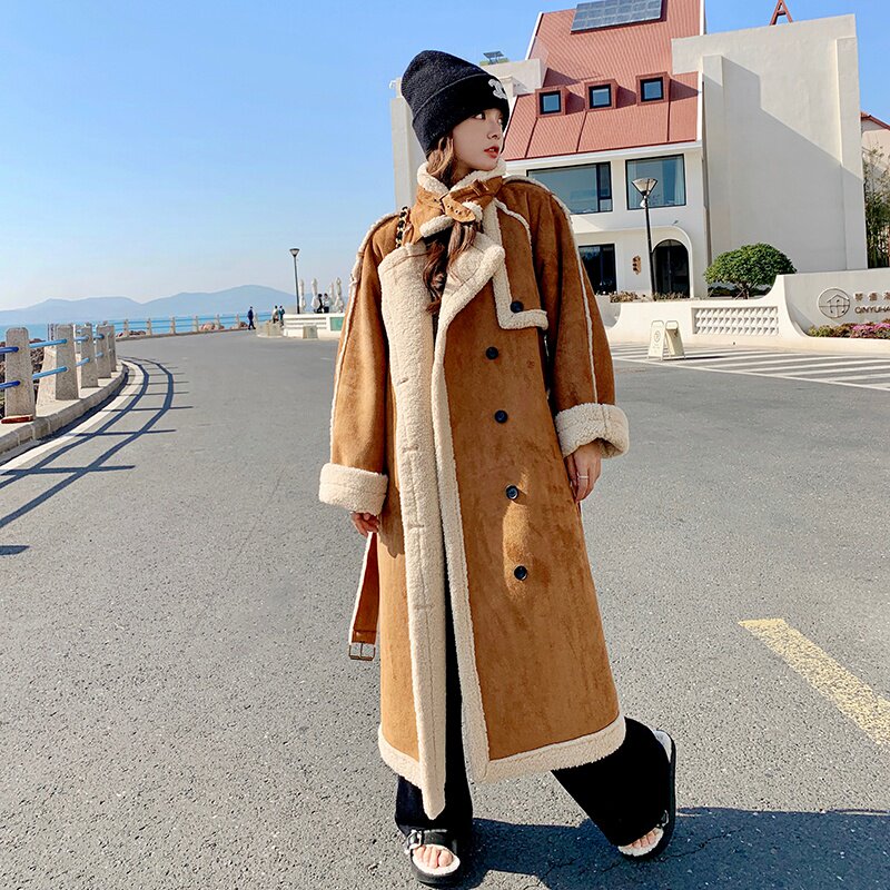 主推款现货买家秀已更羊羔毛皮毛一体中长款2C282-8836P180K268,女装毛呢外套,2C282