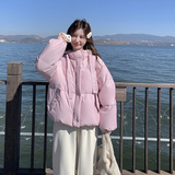 温柔风紫色短款羽绒服女冬季新款小个子白鸭绒学院风面包服甜美，女装羽绒服，2C282