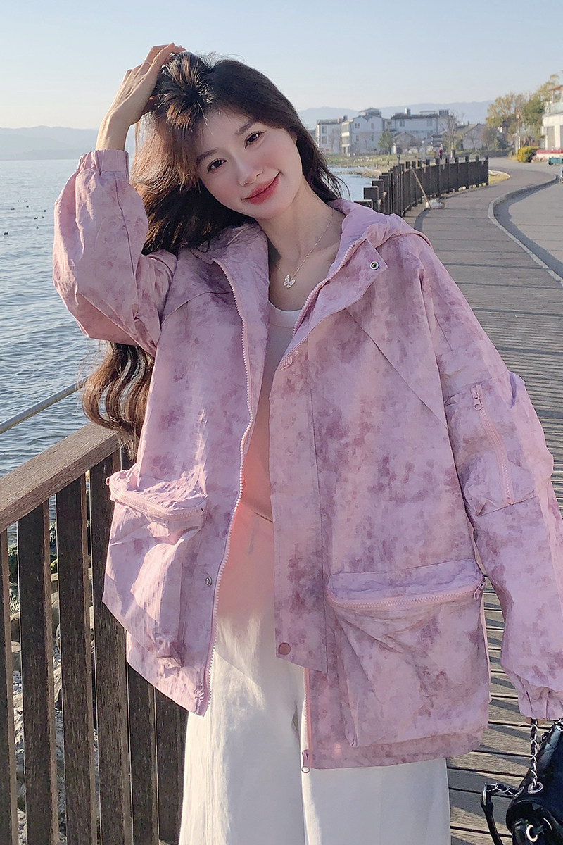新款扎染休闲冲锋衣外套2C282-915P145K208,女装短外套,2C282