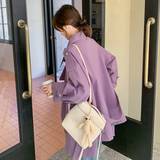 现货新款休闲紫色短风衣2C282-857P145K198，女装风衣，2C282