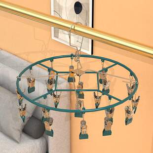 圆形金属衣架20头袜痕夹夹夹多头无防儿童内衣裤 衣物不锈钢家用掉