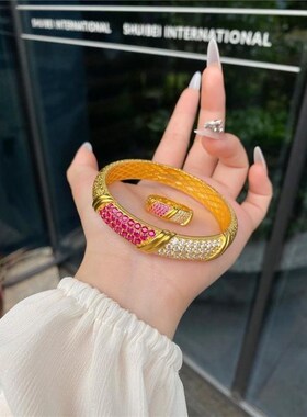 万花筒戒指轻奢简约彩色钻石集合开口戒指女时尚百搭日常气质高级