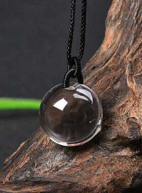 天然白水晶单珠吊坠圆珠气质百搭水晶球能量消磁手工绳