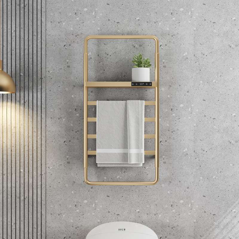 碳纤维发热浴巾架卫生间置物架浴室加热智能恒温枪灰色电热毛巾架