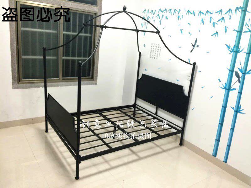 简约创意公主铁架床复古幔帐1.58铁床艺卧室铁床米双人床红网北欧