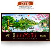 恺利时数码 万年历电子时钟新款 壁挂钟家用风景灯客厅日历静音钟表