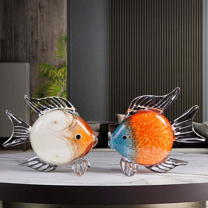 高级感玻璃鱼琉璃摆件工艺品招财电视柜玄关酒柜饰品节日乔迁礼品