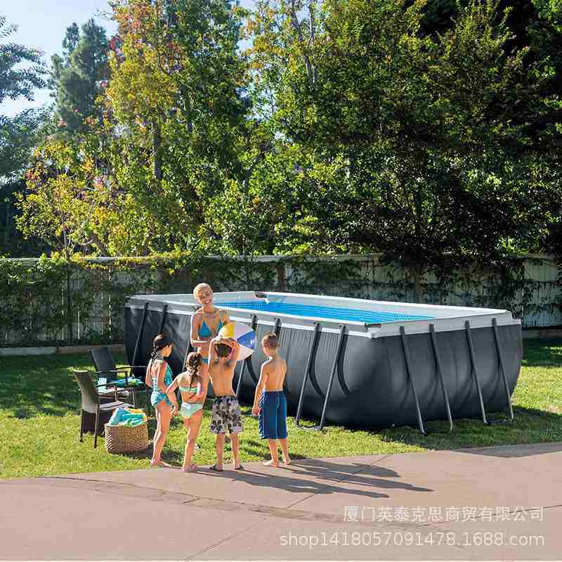intex 26374方形管架水池 家庭支架游泳池洗浴池养鱼