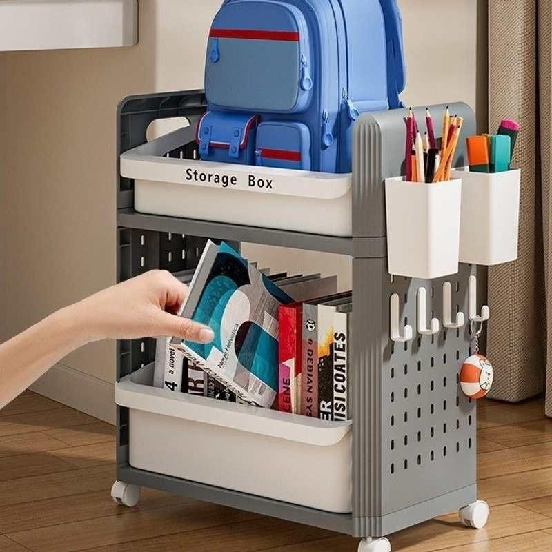 放书包置物架可移动收纳书架不空间占落地桌下书桌架收纳家用,收纳整理,书桌收纳置物架,淘宝优惠券,粉丝福利购,淘宝优惠卷