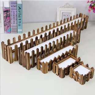 实木插花小栅栏仿真干花白色田园风格 饰带泡沫地面栏栅 桌面假花装