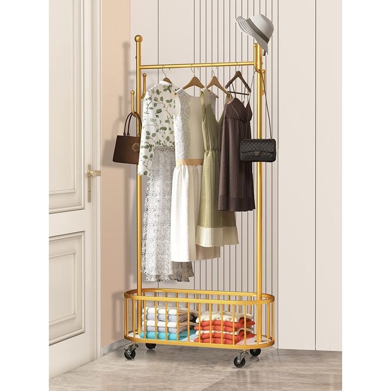 挂衣架卧室床头落地衣帽架客厅带轮可移动置物架多功能简约衣服架