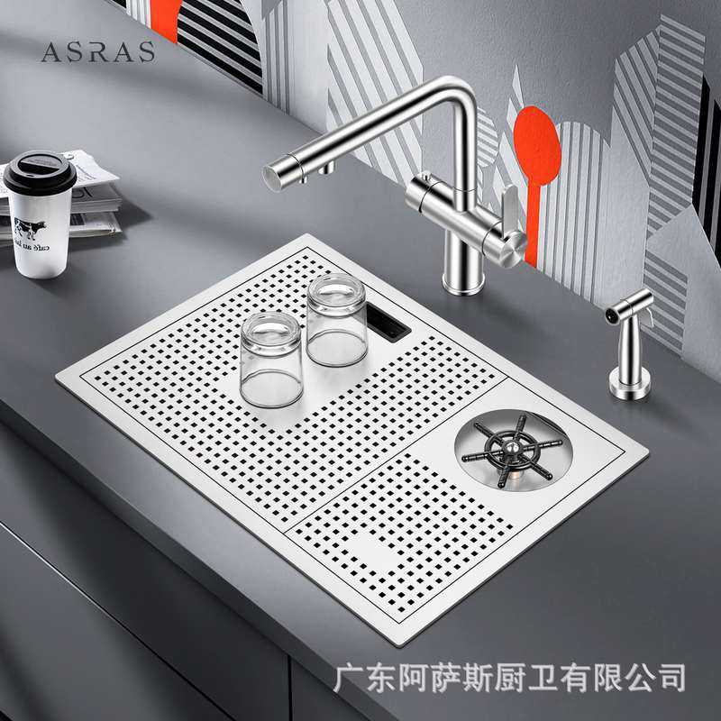 阿萨斯不锈钢洗杯器水槽套餐高压自动奶茶咖啡厅酒水吧台小单槽,家装主材,水槽套餐,淘宝优惠券,粉丝福利购,淘宝优惠卷
