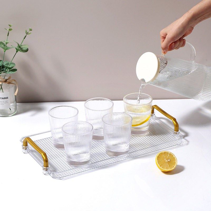 亚克力托盘带手柄圆形透明奢北欧家用托盘收纳水果盘轻水杯风格,餐饮具,餐用托盘,淘宝优惠券,粉丝福利购,淘宝优惠卷