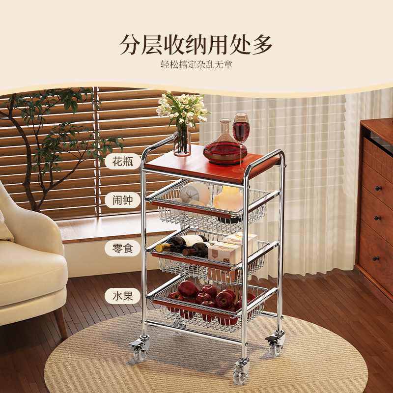新疆包邮304不锈钢零食小推车置物架客厅中古风架子落地移动茶几,住宅家具,移动边几/推车,淘宝优惠券,粉丝福利购,淘宝优惠卷