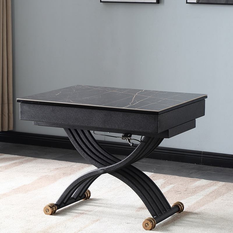 康乃美T204小户型岩板升降茶几餐桌两用可伸缩长方形茶台移动茶桌