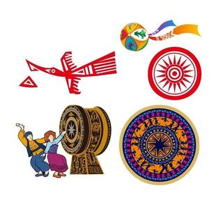 DIY手工民族壮族铜鼓纹样纸盘画空白线稿涂色非遗三月三半成品