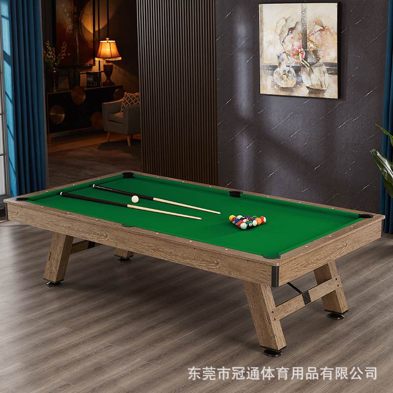 家用台球桌欧式复古拉杆美式多功能三合一桌球台标准型黑八球案子