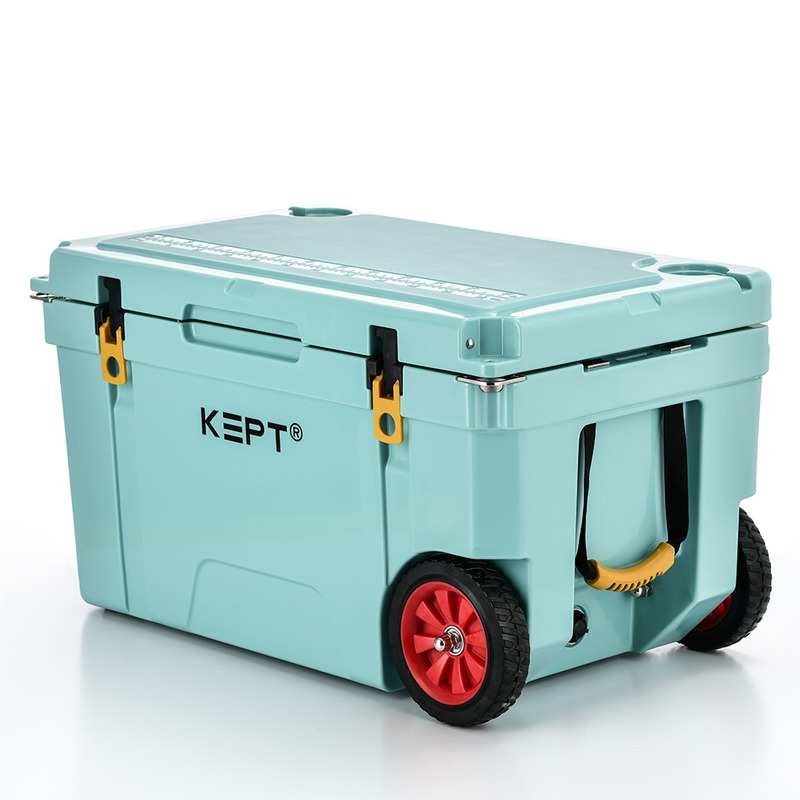 65QT带轱辘PU便携式野炊露营户外保温箱手拉食品保鲜冰块保冷箱