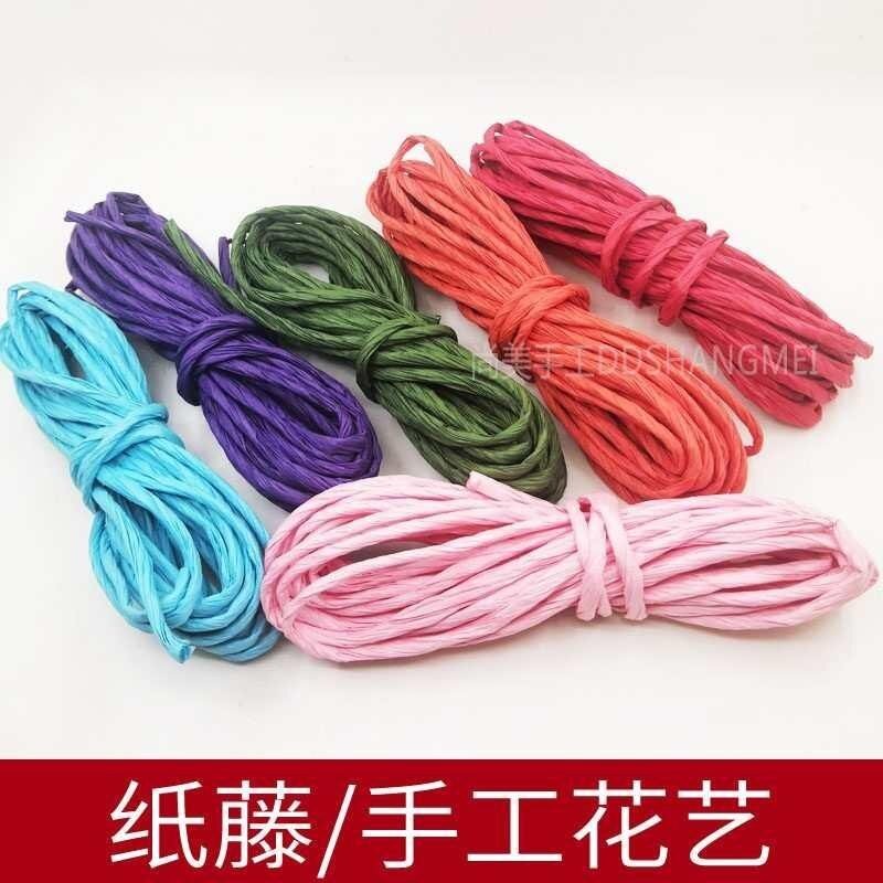 彩色纸藤/DIY纸艺花材料纸玫瑰材料劳作手工课皱纹纸彩色纸绳包邮 - 实物图