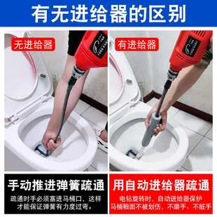 电动管道疏通器家用15米 厨房厕所专用疏通工具 自动进给器搭配刀